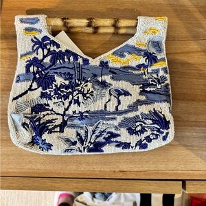 T.J.Maxx Blue and Yellow Beaded Clutch